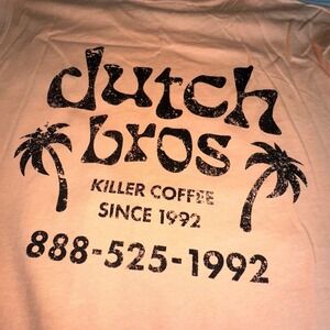 Dutch Bros Coffee Killer Coffee Since 1992 Peach Graphic T-Shirt Unisex Medium